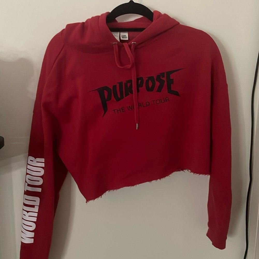 Red sweater crop top